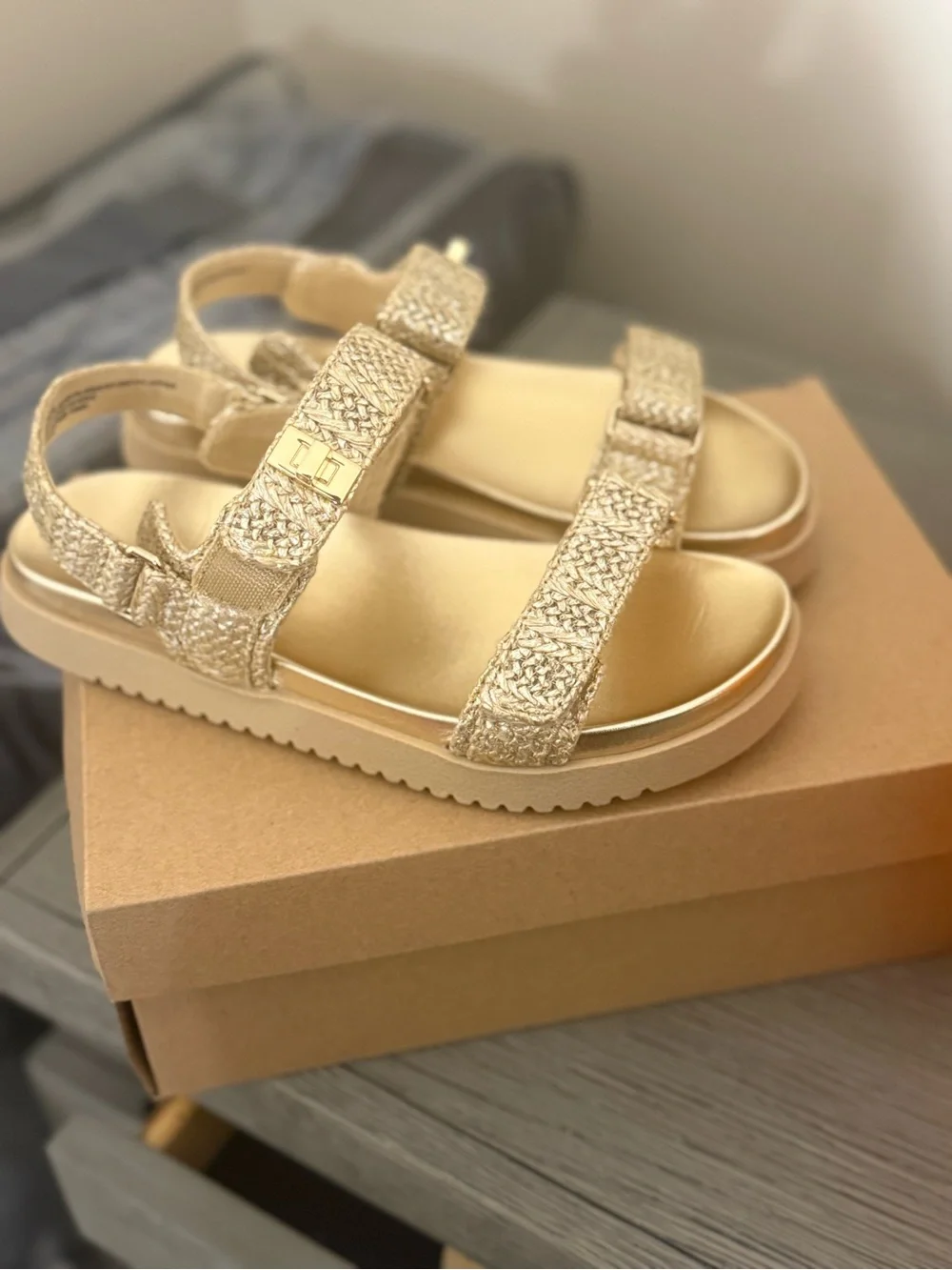 Steve Madden Kids Gold Braided Strap Sandals